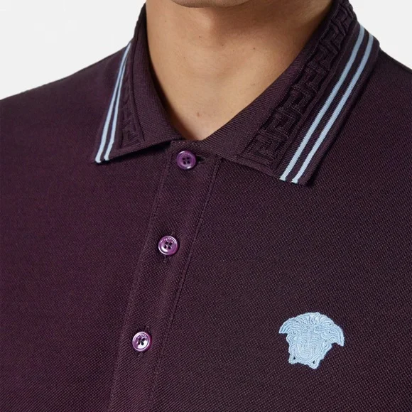 Versace Burgundy Medusa Polo Shirt - Picture 3 of 4
